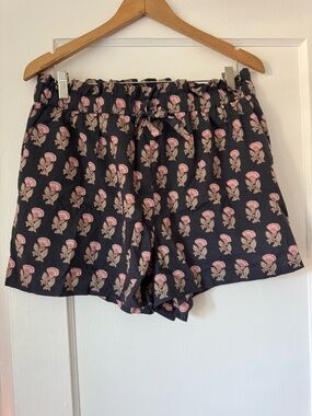 Pink Chicken Navy Floral Printed Shorts with Pink Accents